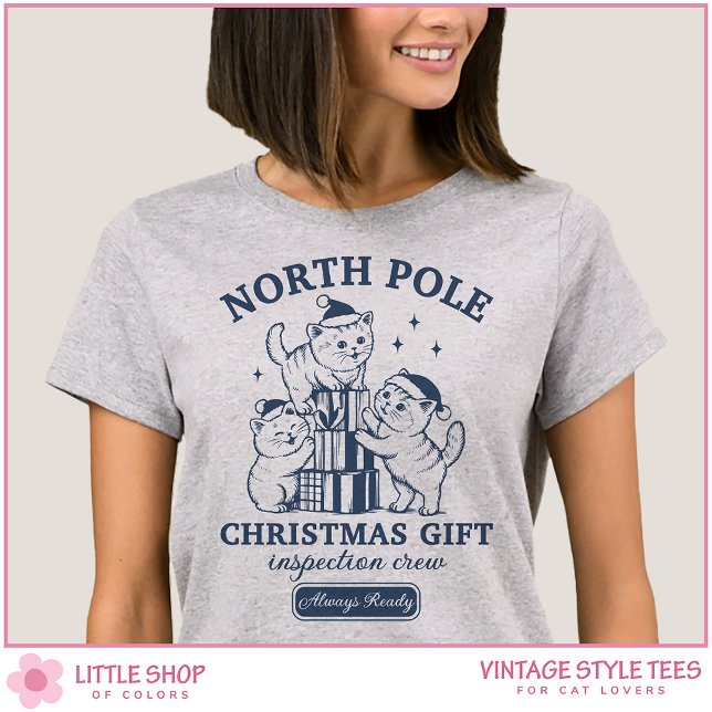 Camiseta Equipe de Inspeção de Presentes de Natal de Gato A (Criador carregado)