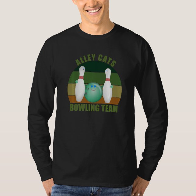 Camiseta Equipe de Jogadores de Boliche de Dez Pinos Engraç (Frente)