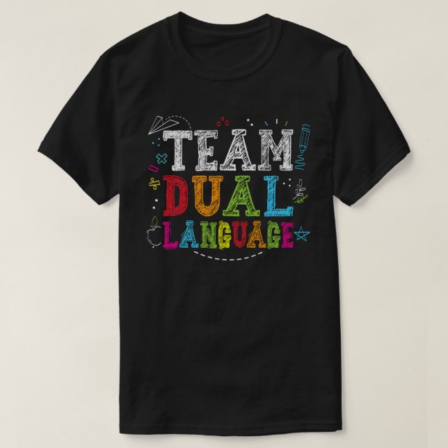 Camiseta Equipe De Língua Dupla De Volta Para O Ensino Bilí (Frente do Design)