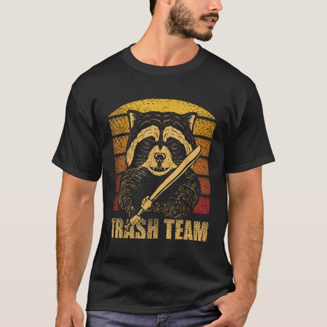 Camiseta Equipe de lixo Pandas Raccoon (Frente)