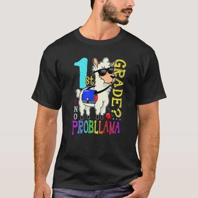 Camiseta Equipe de Llama Fofa 1º Ano Volta às Aulas Sem Pro (Frente)