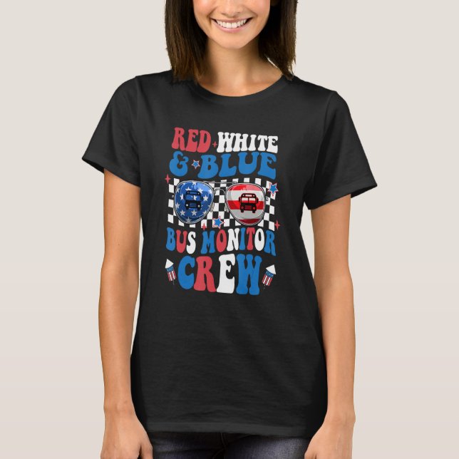 Camiseta Equipe de Monitor de Ônibus Vermelho Branco Azul G (Frente)