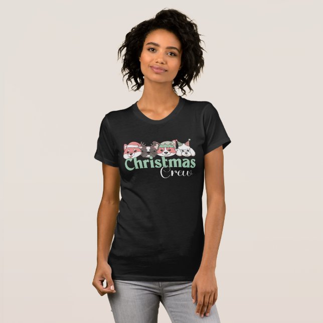 Camiseta Equipe de Natal de Cachorro Fofo (Frente Completa)