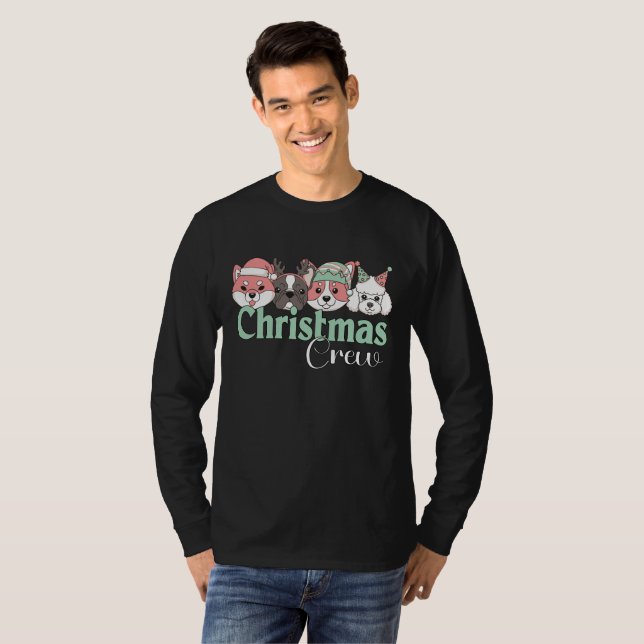 Camiseta Equipe de Natal de Cachorro Fofo (Frente Completa)