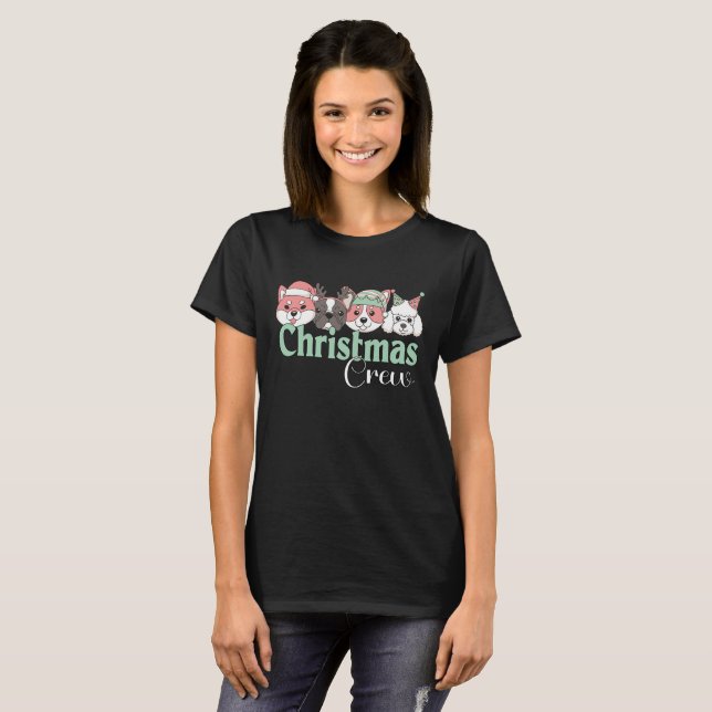 Camiseta Equipe de Natal de Cachorro Fofo (Frente Completa)