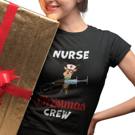 Camiseta Equipe de Natal de Enfermeira Rena Floco de Neve S