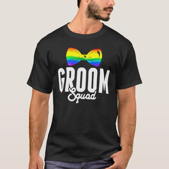 Camiseta Equipe de noivo orgulho LGBT Festa gay solteiro Ar (Frente)