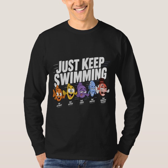 Camiseta Equipe de Peixes que Continuam Nadando (Frente)