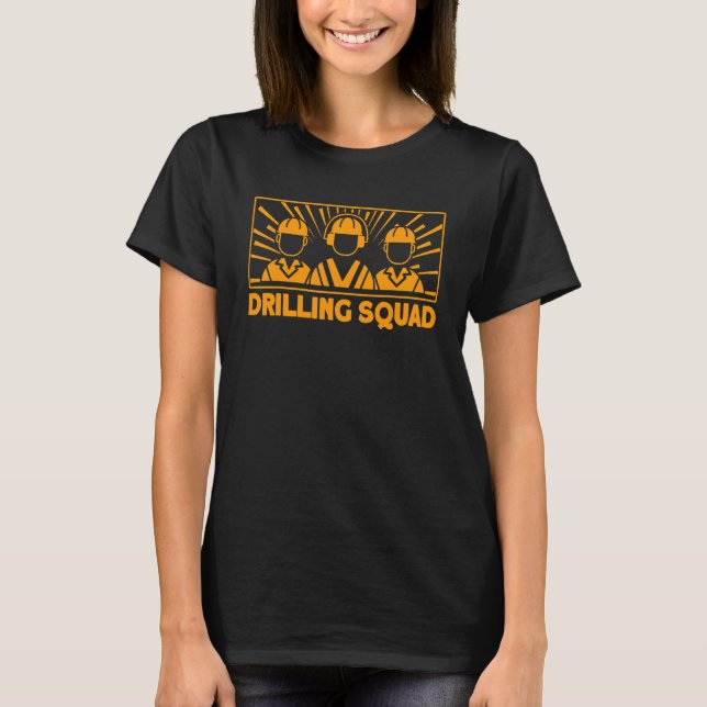 Camiseta Equipe de Perfuração de Torre de Petróleo de Campo (Frente)
