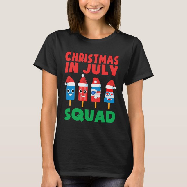 Camiseta Equipe de Picolé de Natal em Julho com Chapéu de P (Frente)
