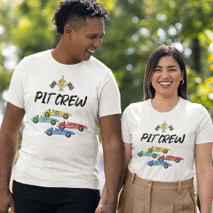 Camiseta Equipe de Pit Stop de Carro de Corrida Aniversário