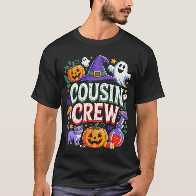 Camiseta Equipe de Primo de Halloween Abóbora Assustadora p (Frente)