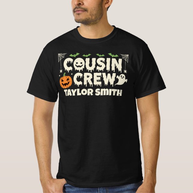Camiseta Equipe de Primos de Abóbora de Halloween Assustado (Frente)