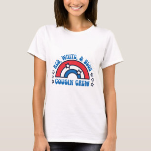 Camiseta Equipe de Primos do Dia 4 de Julho Vermelho Branco