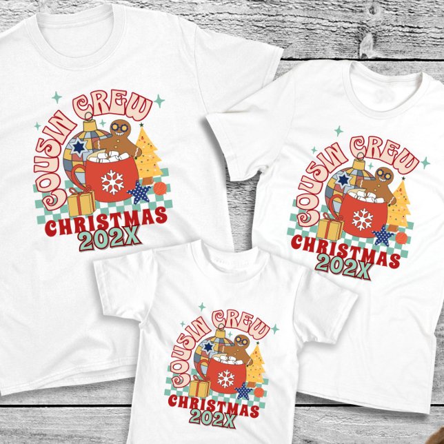 Camiseta Equipe de primos Natal correspondendo primos retrô (Criador carregado)
