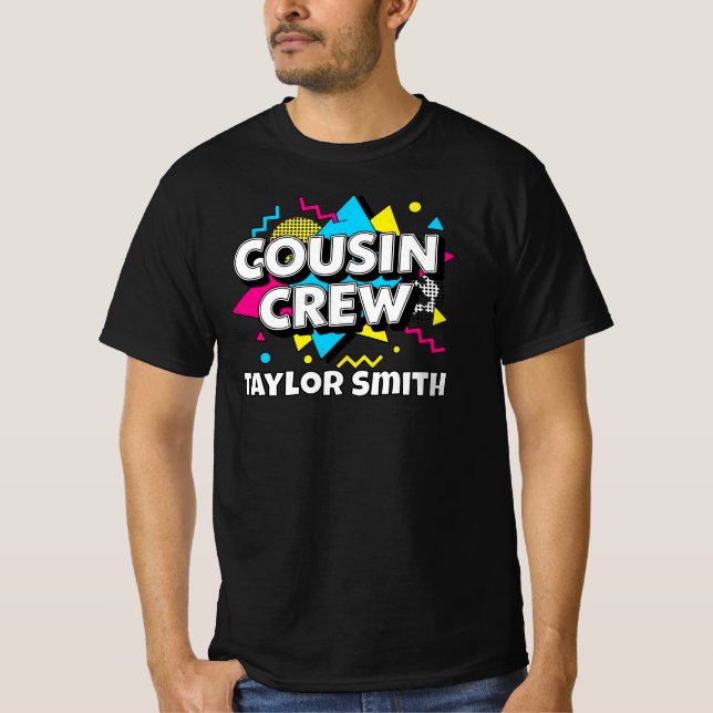 Camiseta Equipe de Primos Personalizada no Estilo Retro Mem (Frente)