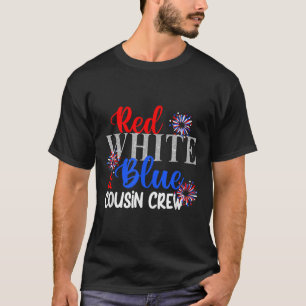 Camiseta Equipe de Primos Vermelho Branco e Azul 4 de Julho
