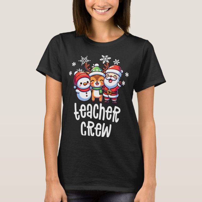 Camiseta equipe de professor de natal papai noel boneco de  (Frente)