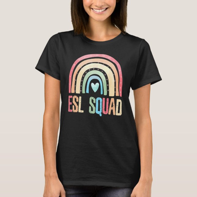 Camiseta Equipe De Professores Da Esl Squad De Volta À Esco (Frente)