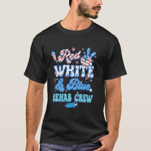 Camiseta Equipe de Reabilitação Groovy Vermelho Branco Azul