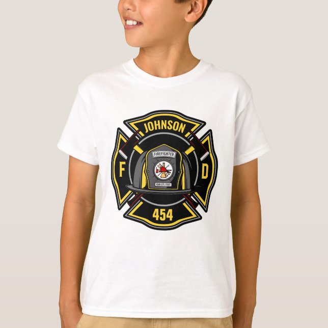 Camiseta Equipe de resgate do corpo de bombeiros ADD NAME (Frente)