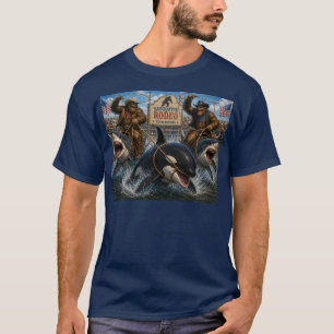 Camiseta Equipe de Rodeio do Pé Grande laçando uma Baleia A