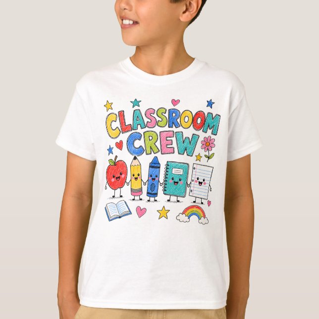 Camiseta Equipe de Sala de Aula Fofa Decoração para Profess (Frente)