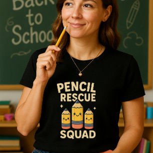 Camiseta Equipe de Sala de Aula Lápis; Professora do Esquad