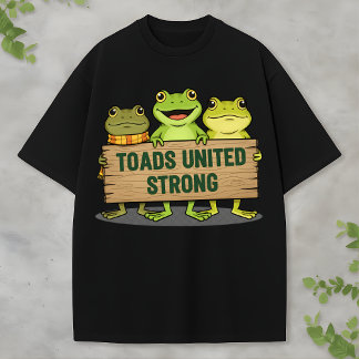 Camiseta Equipe de Sapo Fofo Segurando Placa de Madeira