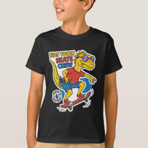 Camiseta Equipe de Skate Kids Town Dinossauro Skate Cartoon