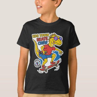 Camiseta Equipe de Skate Kids Town Dinossauro Skate Cartoon