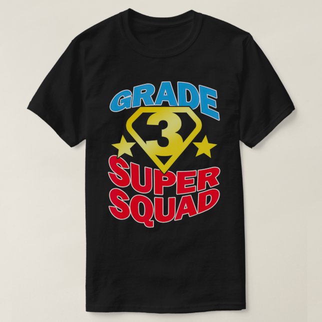 Camiseta Equipe de Super-Heróis do Super Squad de Grau 3 (Frente do Design)