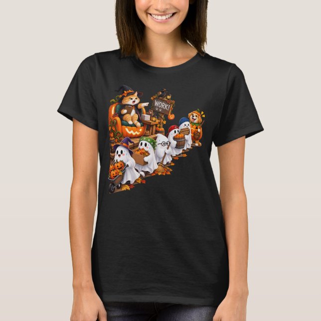 Camiseta Equipe de Trabalho Divertida de Fantasmas de Hallo (Frente)