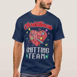 Camiseta Equipe de tricô de Natal Crochet Engraçado Coração