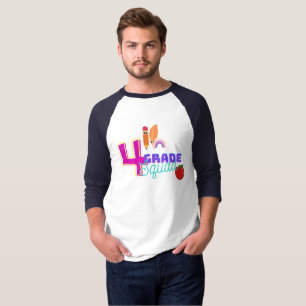 Camiseta Equipe de Tripulação do Quadrado Simples do 4º ano