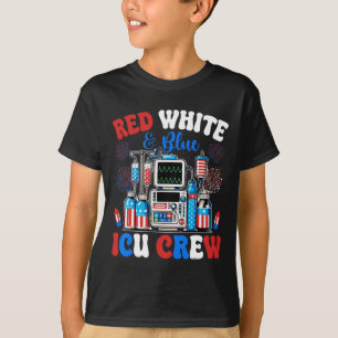 Camiseta Equipe De Uti Vermelho Branco Azul 4 De Julho Fogo