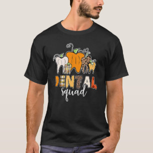 Camiseta Equipe Dentária Feliz Halloween  Dentista Sinistro