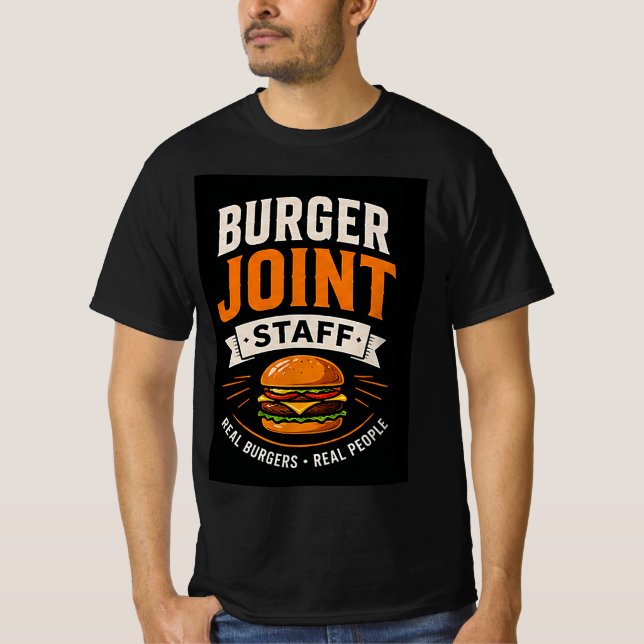 Camiseta Equipe do Burger Joint Staff Restaurante de Fast F (Frente)