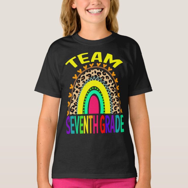 Camiseta Equipe do Sétimo Ano Rainbow Leopardo De Volta À E (Frente)