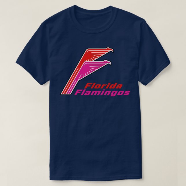 Camiseta Equipe Flamingos de Defunct Florida Tênis 1974 (Frente do Design)