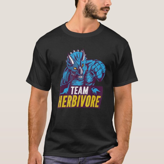 Camiseta Equipe Herbivore Vegan Dinossauros Vegetarianos e  (Frente)