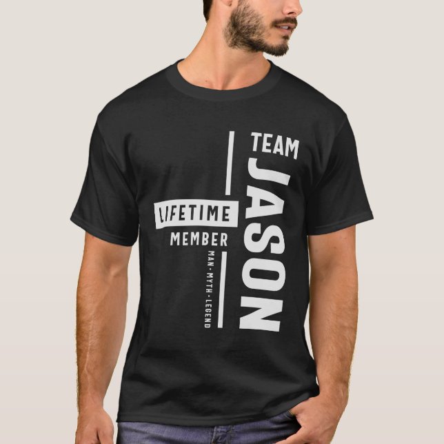 Camiseta Equipe Jason Lifetime Membro Funny Nome Jason (Frente)