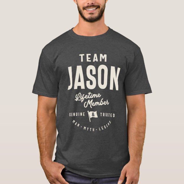 Camiseta Equipe Jason Lifetime Membro Jason Nome (Frente)