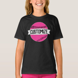 Camiseta Equipe, jogador e número de softball rosa com incl