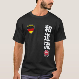 Camiseta Equipe Karate Wado Ryu Bandeira Alemã Kanji Japonê