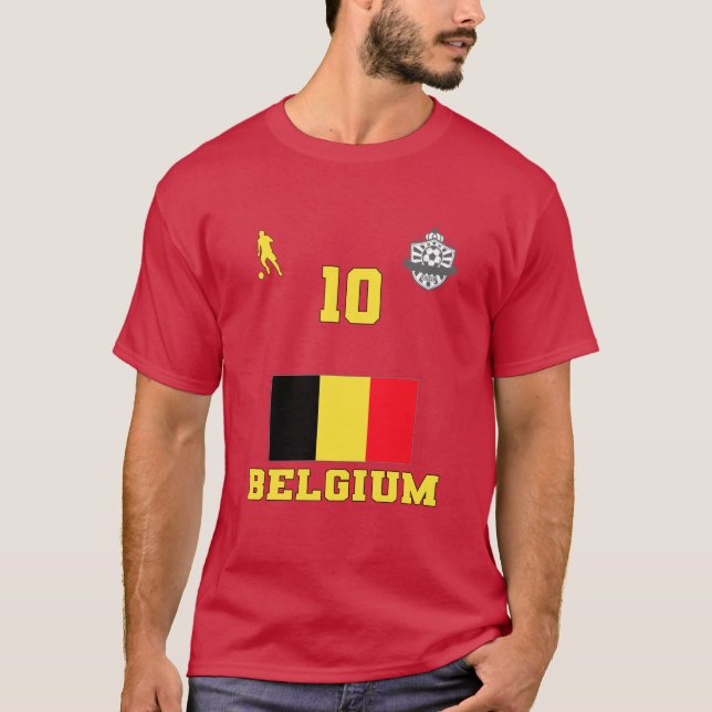 Camiseta Equipe Nacional de Futebol da Bélgica #10 T-Shirt (Frente)