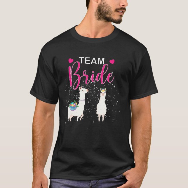 Camiseta Equipe Noiva Alpaca Llama Bachelorette Groom Casad (Frente)