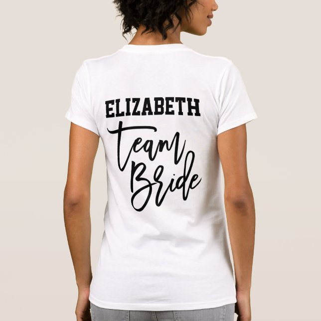 Camiseta Equipe Noiva Citação Preta Simples Dama de Honra M (Verso)
