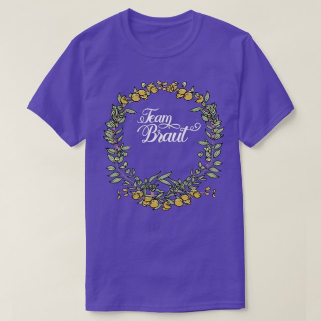 Camiseta Equipe Noiva I Floral Wreath Casamento Boho Style  (Frente do Design)