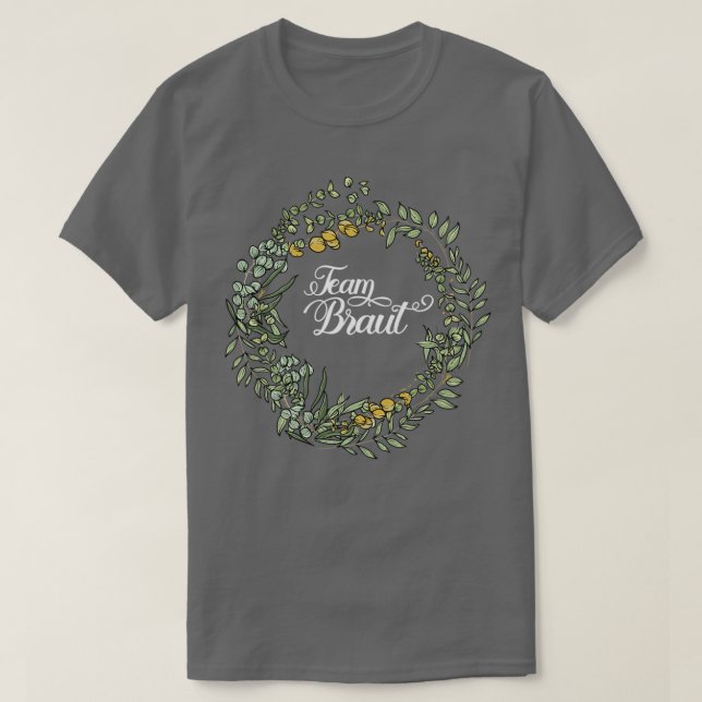 Camiseta Equipe Noiva I Floral Wreath Casamento Boho Style  (Frente do Design)